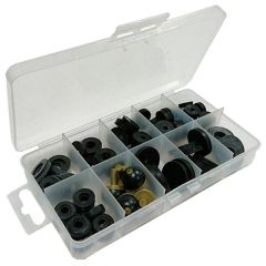 Assortment of Plumbing Washers, 64 Pieces in a 10 Compartment Carry Case.