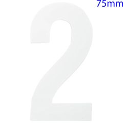 White Self Adhesive Vinyl Numeral, 75mm Number 2