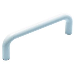 Back Fix Round Section Handles, White Plastic 105mm Long with Fixings (4 Pack)