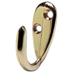 Single Robe Hooks, Brassed (5 Pack)