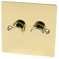 2-Gang 2-Way Dimmer Switch, 250 Watt, Flat Polished Brass