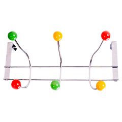 Over-Door Hooks, 6 x Bright Chrome Hooks with Coloured Beads, 300 x 50mm and Suitable for Doors up to 38mm Thick
