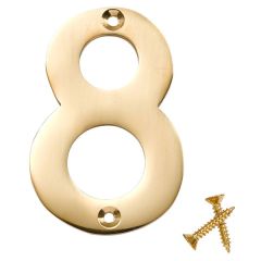 Lacquered Solid Brass Numeral, 75mm Number 8