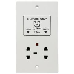 Shaver Socket, Flush, White