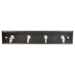 Key Hooks, 4 x Bright Chrome Hooks on Antique Rail, 230 x 45mm