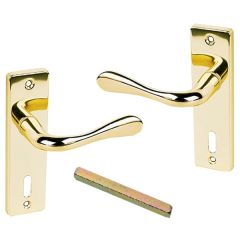 Urfic 110-45-01 LK Victoria Lever Lock on Backplate, Polished Brass 150mm