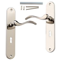 Urfic 130-95-04 LK Geneva Lever Lock on Backplate, Polished Nickel 220mm