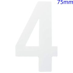 White Self Adhesive Vinyl Numeral, 75mm Number 4