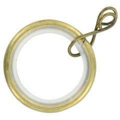 Loose Eye Silent Curtain Pole Rings, Antique Brassed Metal, Inner Dimension 23mm (To Fit Poles up to 20mm Diameter) (6 Pack)