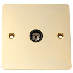 Television Coaxial Cable Socket, Flat Brass/ Black Insert