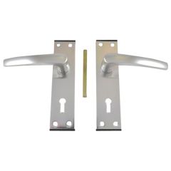 Door Lock Set, Pair Bright Aluminium with Black Trim 150mm