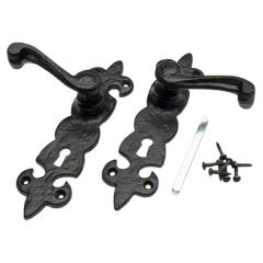 Fleur-de-Lys Style Lever Lock Set, Pair Black Antique, 200 x 60mm