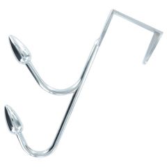 Over-Door Hanger, Double Oval Hooks, Bright Chrome, Suitable for Doors Up To 38mm Thick