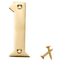 Lacquered Solid Brass Numeral, 75mm Number 1