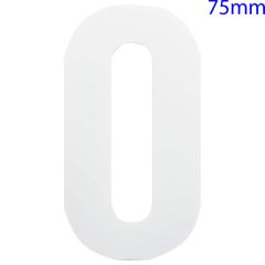 White Self Adhesive Vinyl Numeral, 75mm Number 0