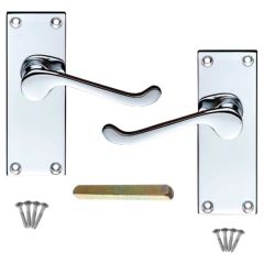 Victorian Style Latch Scroll Handle Set, Pair Chromed 113mm