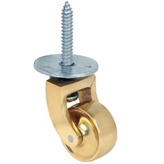 Screw Style Castor Wheel, Solid Brass
