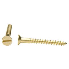 Slotted CSK Woodscrews, Solid Brass 4 x 1/2 (50 Pack)