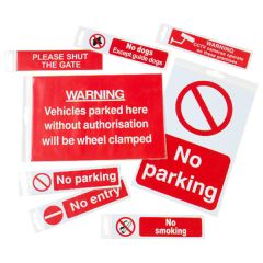 Peelable No Parking Sign on Red Background, 300 x 200mm