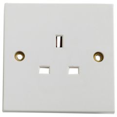 1-Gang Unswitched Wall Socket, White 13 Amp