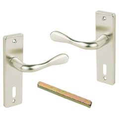 Urfic 110-45-05 LK Victoria Lever Lock on Backplate, Satin Nickel 150mm