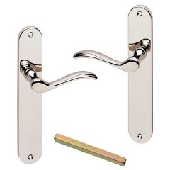 Urfic 130-95-04 LA Geneva Lever Latch on Backplate, Polished Nickel 220mm