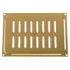 Adjustable Vent Cover, Polished Brass Surface Mounting, Overall Dimensions: 9" x 6"