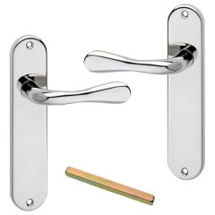 Urfic 110-465-04 LA Knightsbridge Lever Latch on Backplate, Polished Nickel 185mm