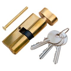 5-Pin Euro Thumb-Turn Cylinder Lock, 40-40mm (80mm) - Brass