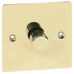 1-Gang 2-Way Dimmer Switch, 250 Watt, Flat Polished Brass