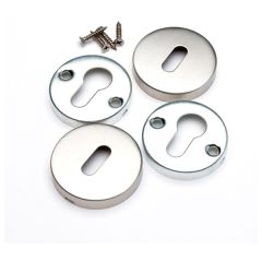 Keyhole Lock Escutcheon, Pair Satin Stainless Steel, 53mm Diameter