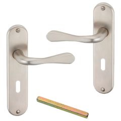 Urfic 110-465-05 LK Knightsbridge Lever Lock on Backplate, Satin Nickel 185mm