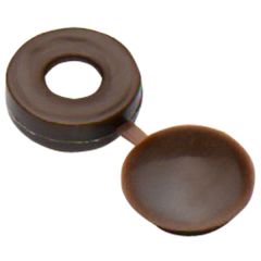 Screw Cups with Hinged Cover to Fit No. 6/ No. 8 Screws, Brown Plastic (50 Pack)