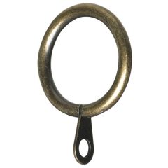Fixed Eye Curtain Pole Rings, Antique Brassed Metal, Inner Dimension 25mm (To Fit Poles up to 20mm Diameter) (6 Pack)