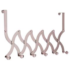 Concertina Style Over-Door Hooks, 6 x Bright Chrome Hooks, Expands up to 540mm and Suitable for Doors up to 38mm Thick