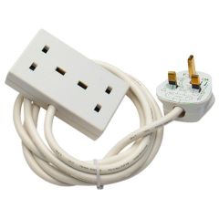 Twin Socket Extension Cable, 13 Amp, 2 Metre