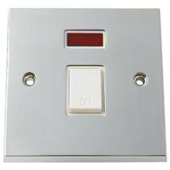 1-Gang Double Pole Switch with Neon, 20 Amp Chrome Plated