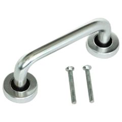 Round Pull Bar Handle with Roses, Polished Aluminium 300mm