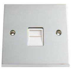 Telephone Master Socket, Chromed/ White Insert