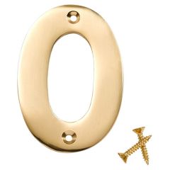 Lacquered Solid Brass Numeral, 50mm Number 0