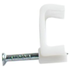 Flat Twin & Earth Cable Clips, White 14 x 6.0mm for Cooker Cables (50 Pack)