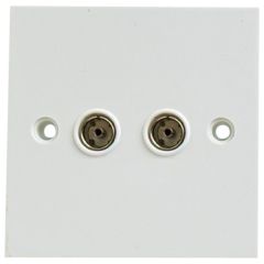 Double TV Coaxial Aerial Wall Socket, White