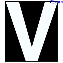 White Self Adhesive Vinyl Letter, 75mm Letter V