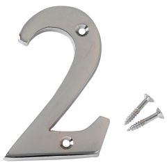 Chromed Brass Numeral, 75mm Number 2