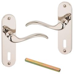 Urfic 130-55-04 LK Geneva Lever Lock on Backplate, Polished Nickel 150mm