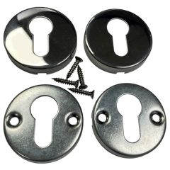 Euro Profile Escutcheons, Pair Satin Stainless Steel, 53mm Diameter