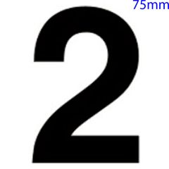 Black Self Adhesive Vinyl Numeral, 75mm Number 2