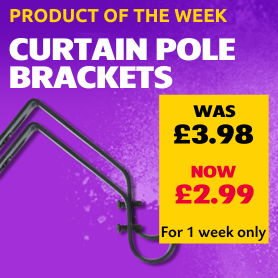 Curtain Pole Support Brackets, Black Metal 28mm (2 Pack)