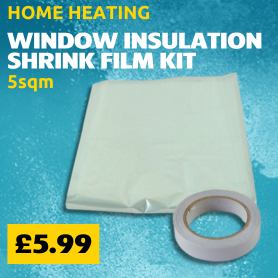 Window Insulation Double Glazing Shrink Film Kit, 3 Pieces 1.07m x 1.58m Each (Total Coverage 5.0 Square Metre), Complete With Double-Sided Tape