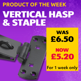 Vertical Hasp & Staple, Black Japanned 150mm
